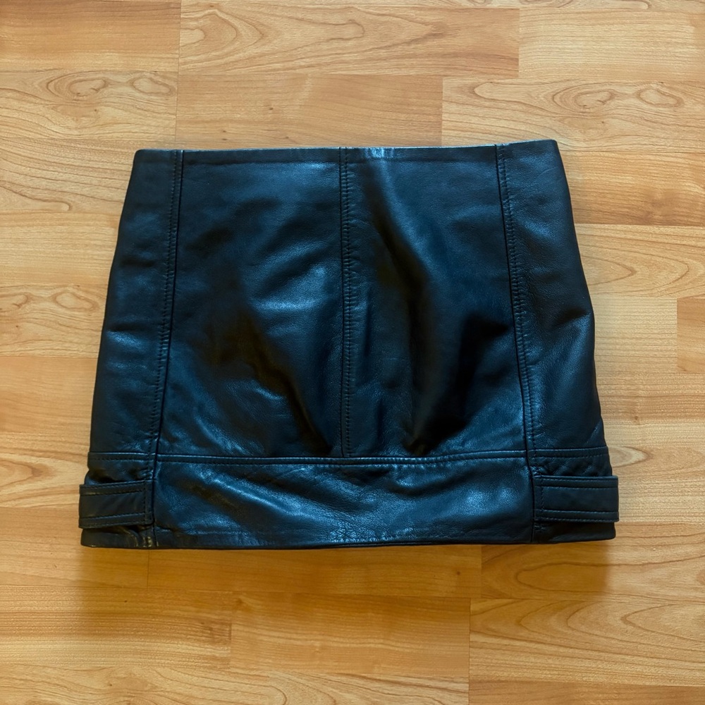 All Saints Alva Black Leather Biker Mini Skirt - Picture 10 of 15